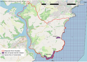 An map view image of Kingswear showing the parish boundary