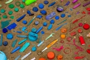 Plastics collected on the beach